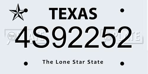 4S92252 Texas License Plate
