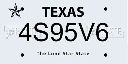 4S95V6 Texas License Plate