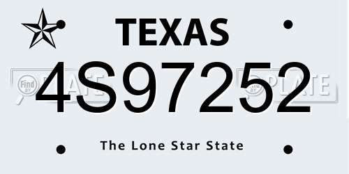 4S97252 Texas License Plate