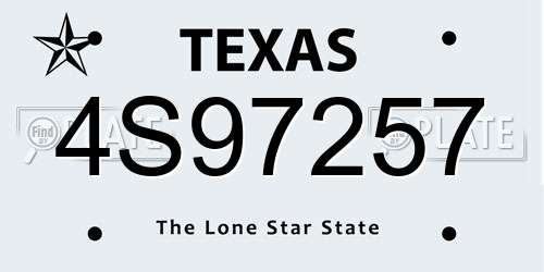 4S97257 Texas License Plate