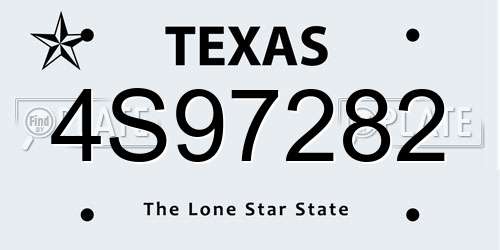 4S97282 Texas License Plate