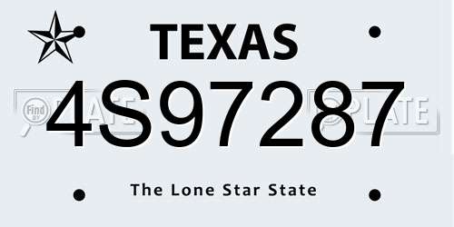 4S97287 Texas License Plate