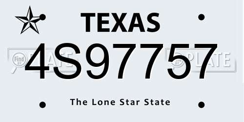 4S97757 Texas License Plate
