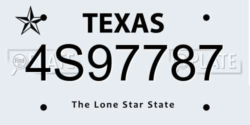 4S97787 Texas License Plate
