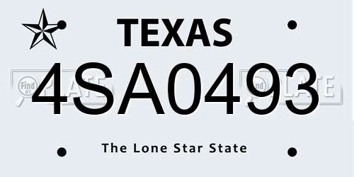 4SA0493 Texas License Plate