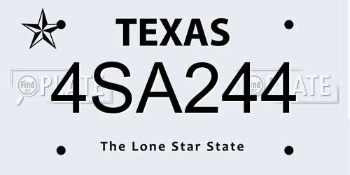 4SA244 Texas License Plate