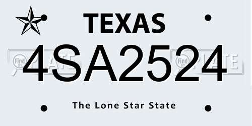 4SA2524 Texas License Plate