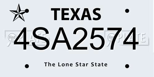 4SA2574 Texas License Plate