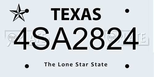 4SA2824 Texas License Plate