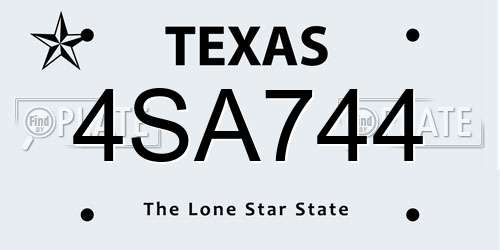 4SA744 Texas License Plate