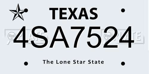 4SA7524 Texas License Plate