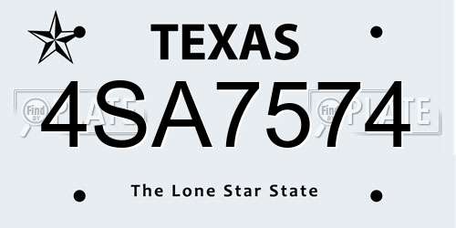 4SA7574 Texas License Plate