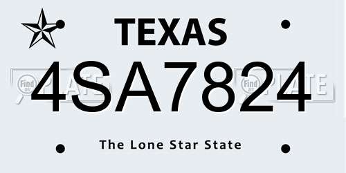 4SA7824 Texas License Plate