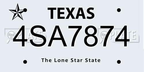 4SA7874 Texas License Plate