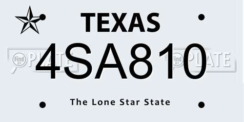 4SA810 Texas License Plate
