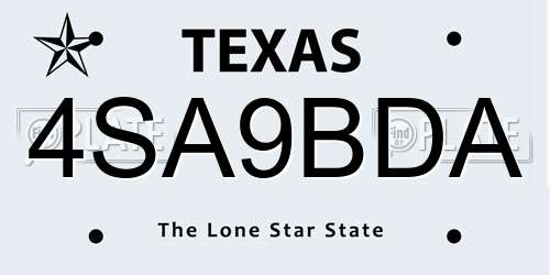 4SA9BDA Texas License Plate
