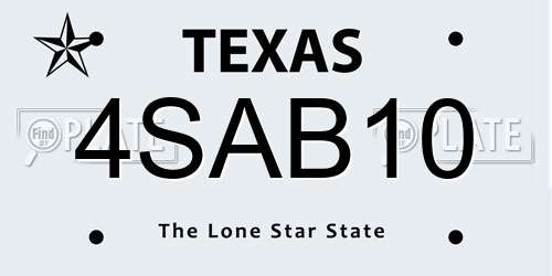 4SAB10 Texas License Plate