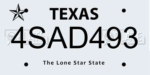 4SAD493 Texas License Plate