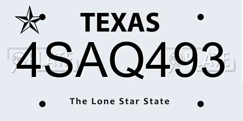 4SAQ493 Texas License Plate
