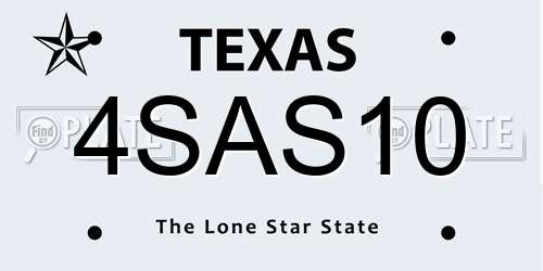 4SAS10 Texas License Plate