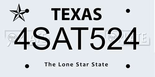 4SAT524 Texas License Plate