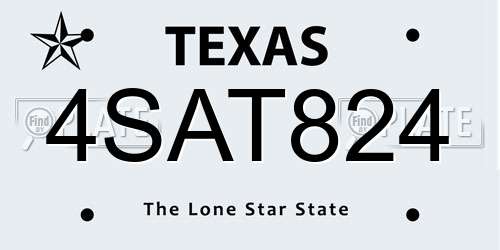 4SAT824 Texas License Plate