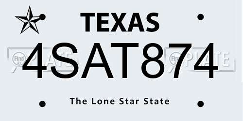 4SAT874 Texas License Plate