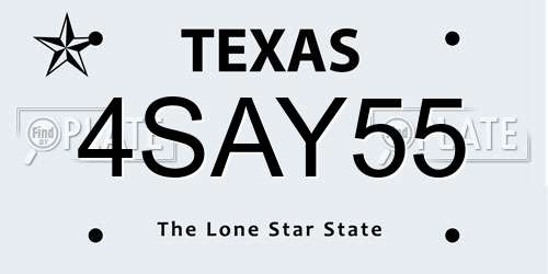 4SAY55 Texas License Plate