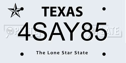 4SAY85 Texas License Plate