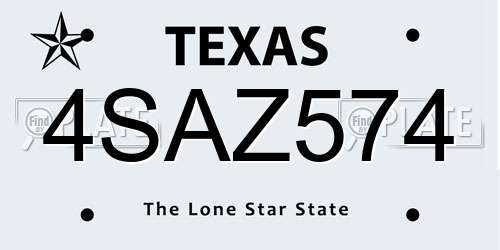 4SAZ574 Texas License Plate