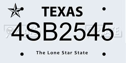 4SB2545 Texas License Plate