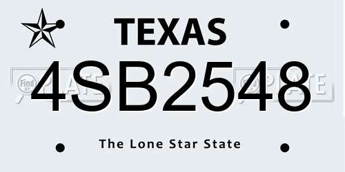 4SB2548 Texas License Plate