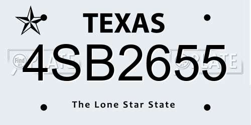 4SB2655 Texas License Plate