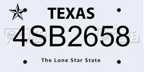 4SB2658 Texas License Plate