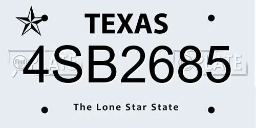 4SB2685 Texas License Plate