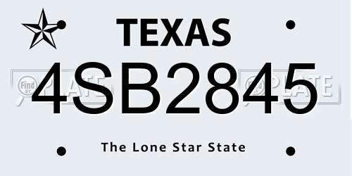 4SB2845 Texas License Plate