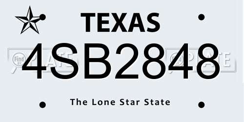 4SB2848 Texas License Plate