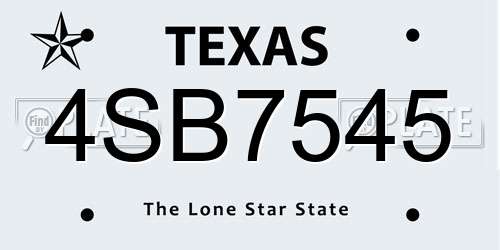 4SB7545 Texas License Plate