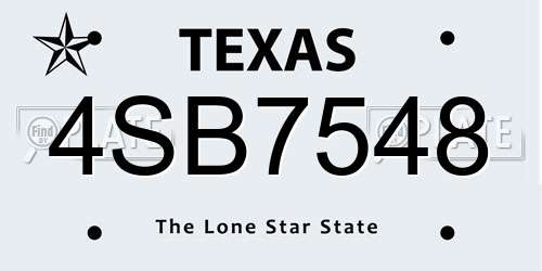 4SB7548 Texas License Plate