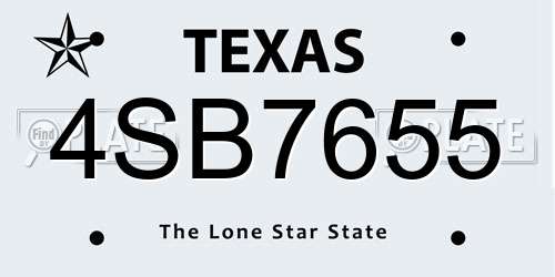 4SB7655 Texas License Plate