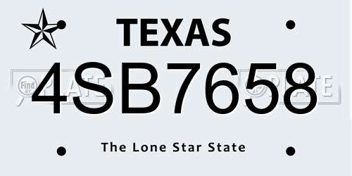 4SB7658 Texas License Plate