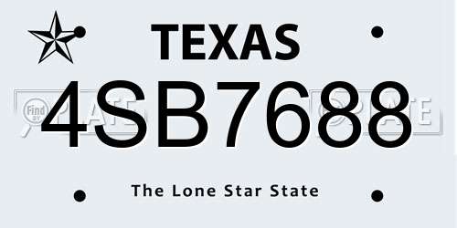 4SB7688 Texas License Plate