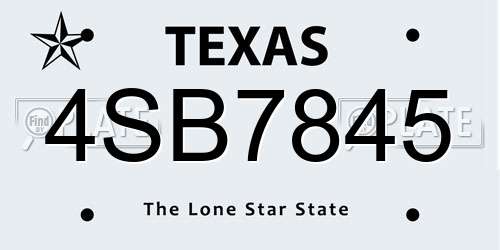 4SB7845 Texas License Plate