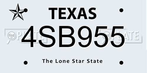 4SB955 Texas License Plate
