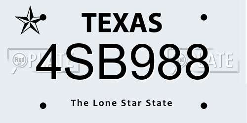 4SB988 Texas License Plate