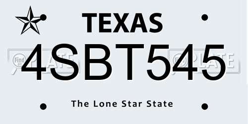 4SBT545 Texas License Plate