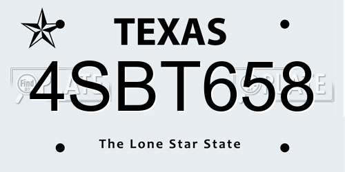 4SBT658 Texas License Plate