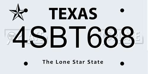 4SBT688 Texas License Plate