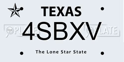 4SBXV Texas License Plate
