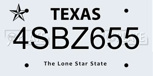 4SBZ655 Texas License Plate